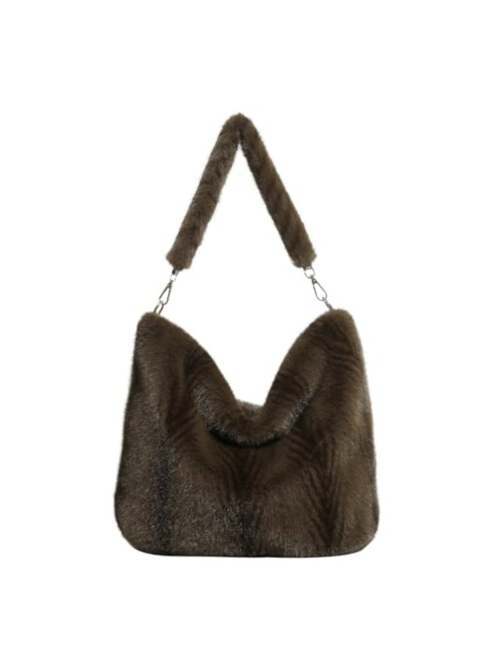 Faux Fur Fluffy Tote Bag Fuzzy Plush Shoulder Crossbody Handbag